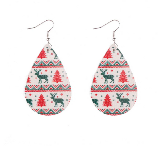 Teardrop Moose And Tree Winter Earring