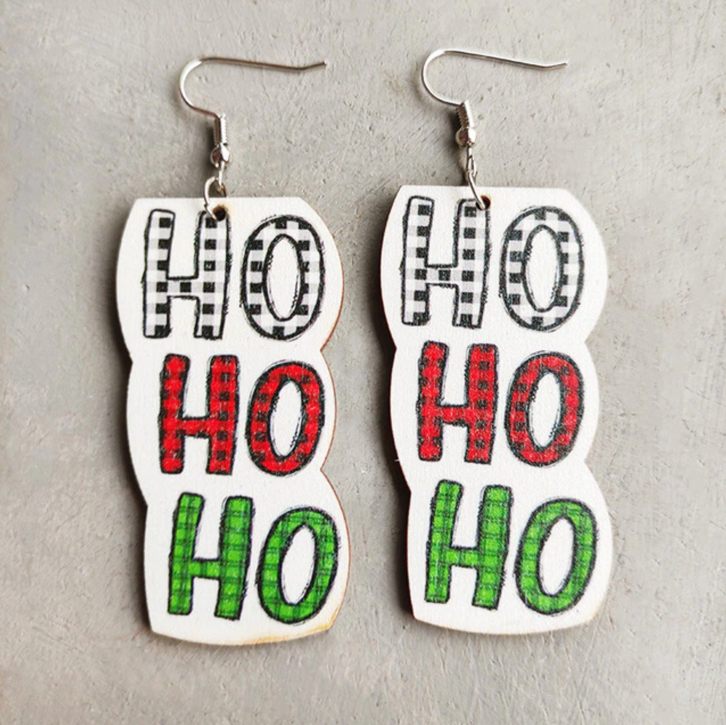 White, Green & Red Ho Ho Ho Earrings