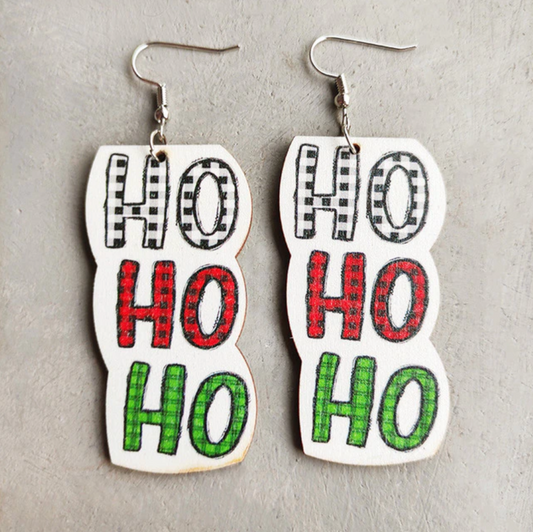 White, Green & Red Ho Ho Ho Earrings