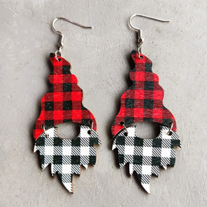 Red & Black Plaid Gnome Drop Earrings