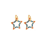 Goldtone Multi Coloured Open Star Hooped Earrings