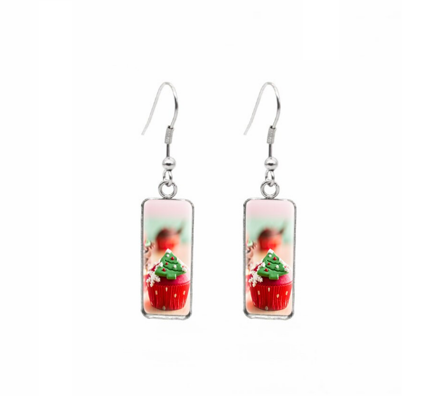 Winter & Christmas Themed Rectangular Drop Earrings