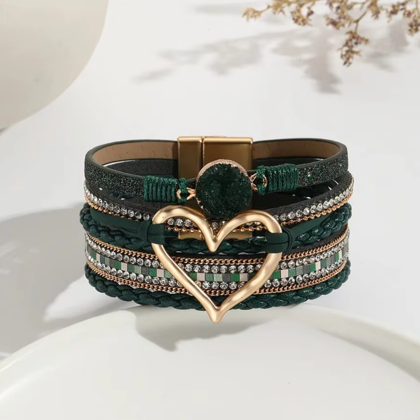 Faux Leather Heart Multi-strand Bracelet