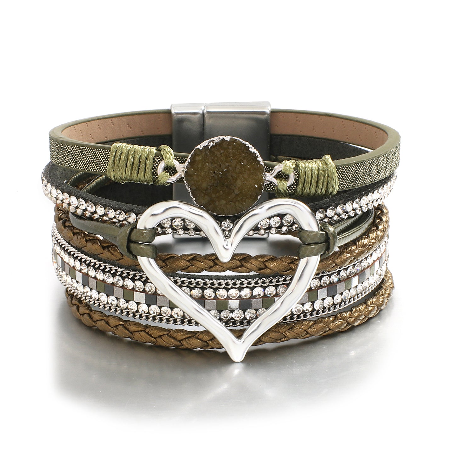 Faux Leather Heart Multi-strand Bracelet