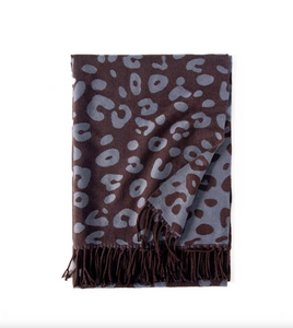 Brown And Grey Leopard Scarf