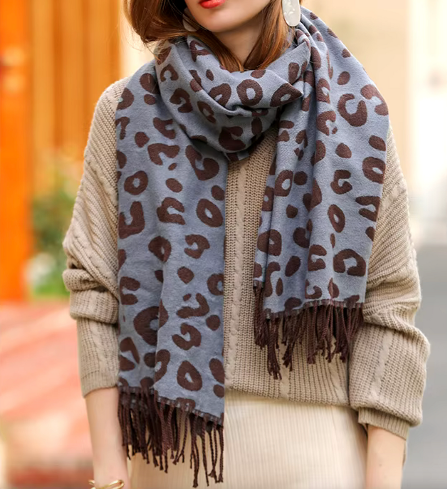 Grey Leopard Scarf