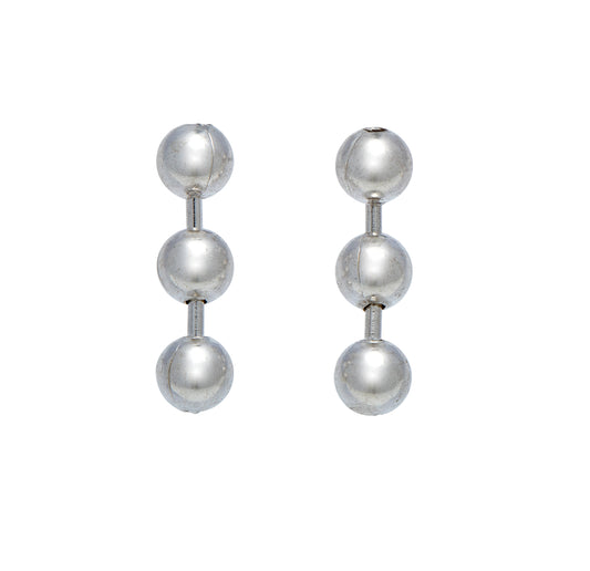 Sterling Silver Triple Ball Drop Stud Earrings