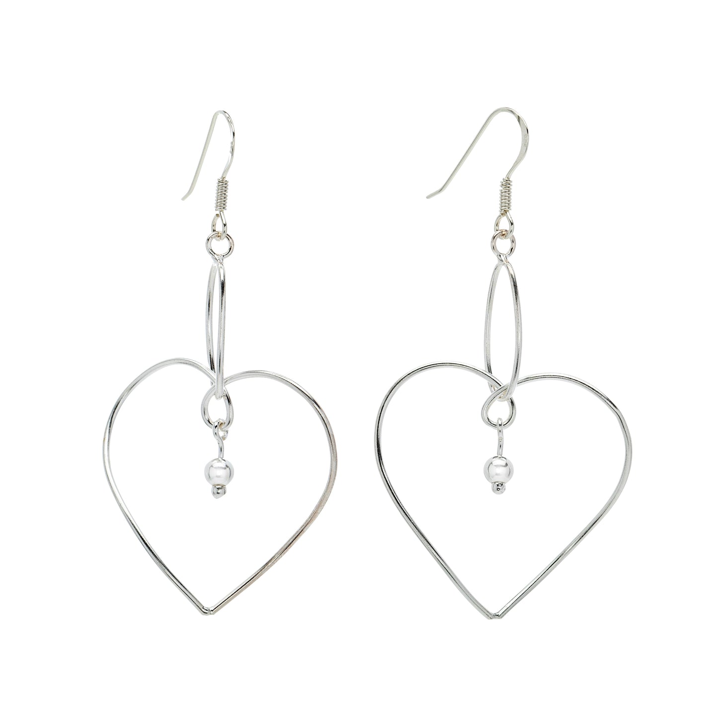 Sterling Silver Open Heart Drop Earrings