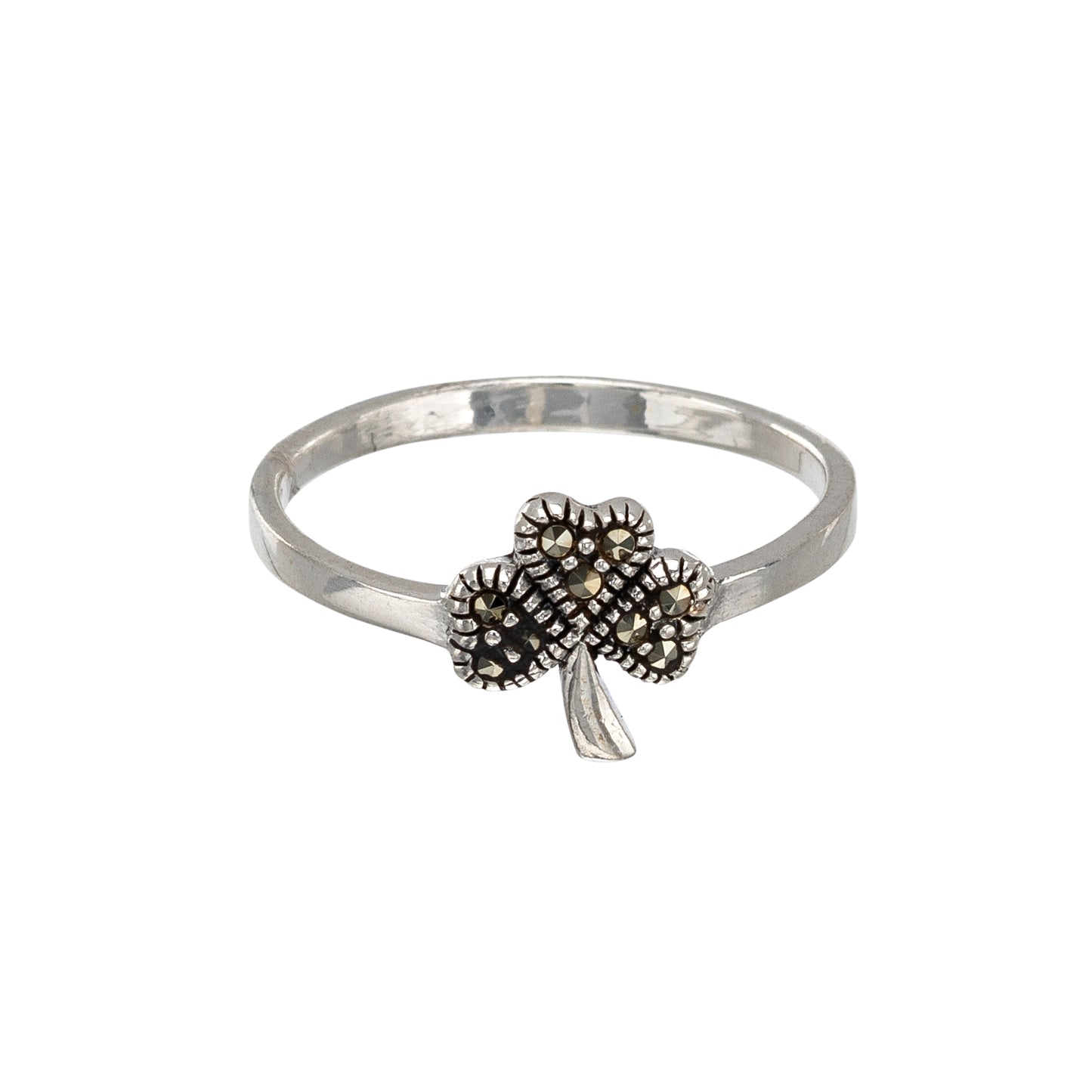 Marcasite & Sterling Silver Shamrock Ring