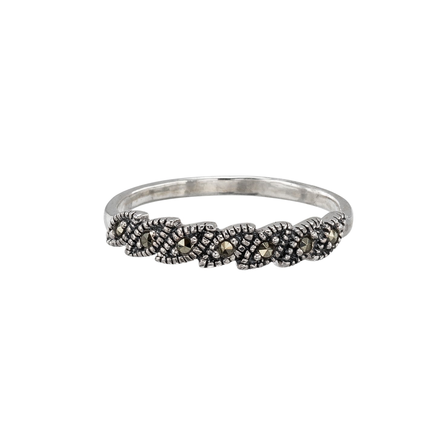 Marcasite & Sterling Silver Cat Eye Ring