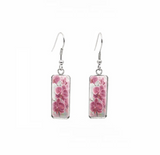 Pink Orchids Rectangular Drop Earrings