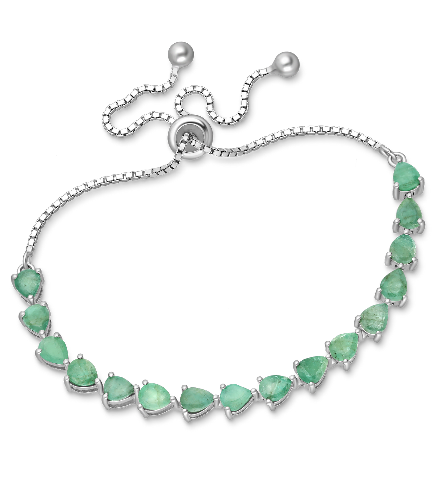 Sterling Silver Prong-Set Precious Gemstone Adjustable Bracelet - Ag Sterling