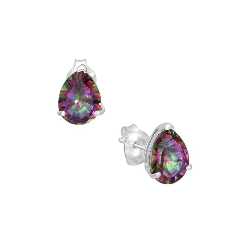 Lab-Created Mystic Topaz Stud Earrings - 925 Sterling Silver - Ag Sterling