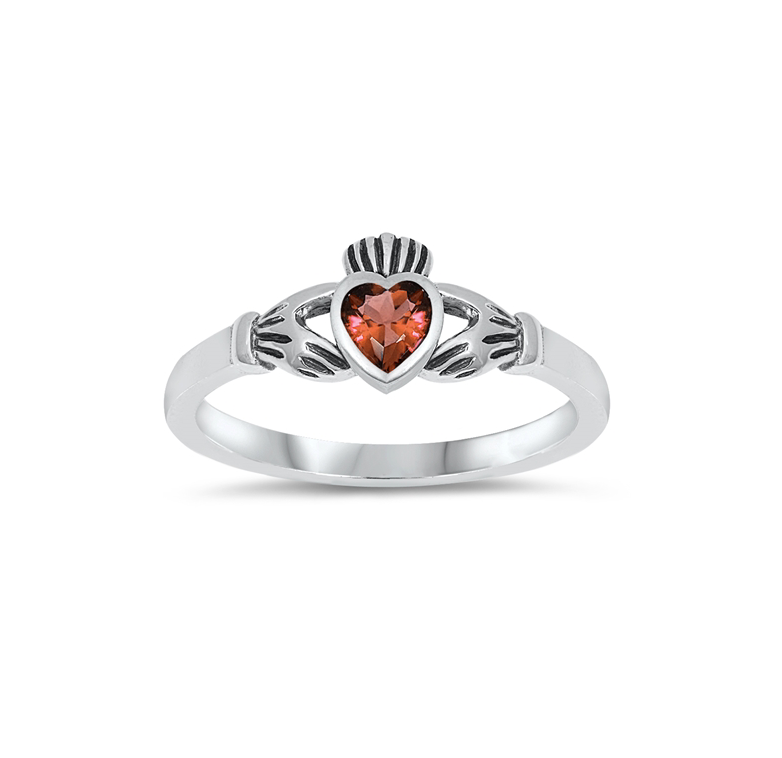 Sterling Silver & Cubic Zirconia Claddagh Ring