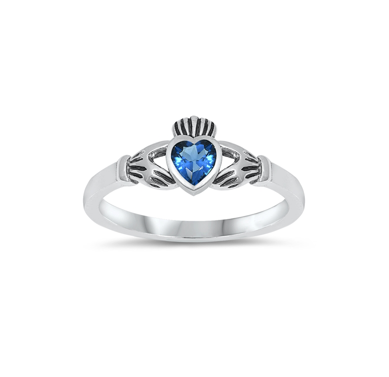 Sterling Silver & Cubic Zirconia Claddagh Ring