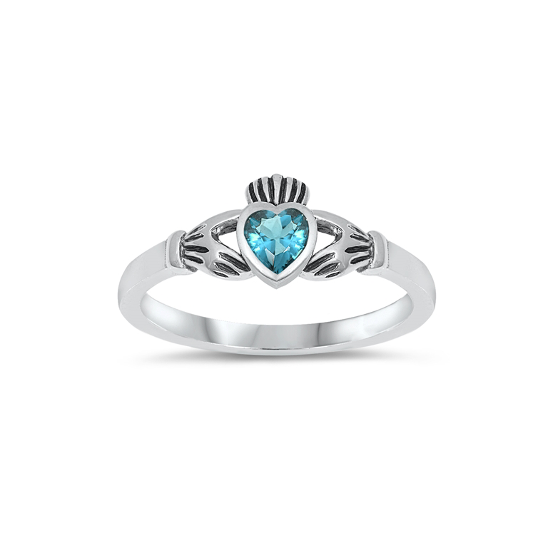 Sterling Silver & Cubic Zirconia Claddagh Ring