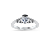 Cubic Zirconia & Sterling Silver Claddagh Ring