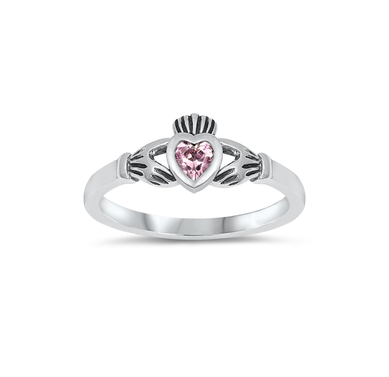 Sterling Silver & Cubic Zirconia Claddagh Ring