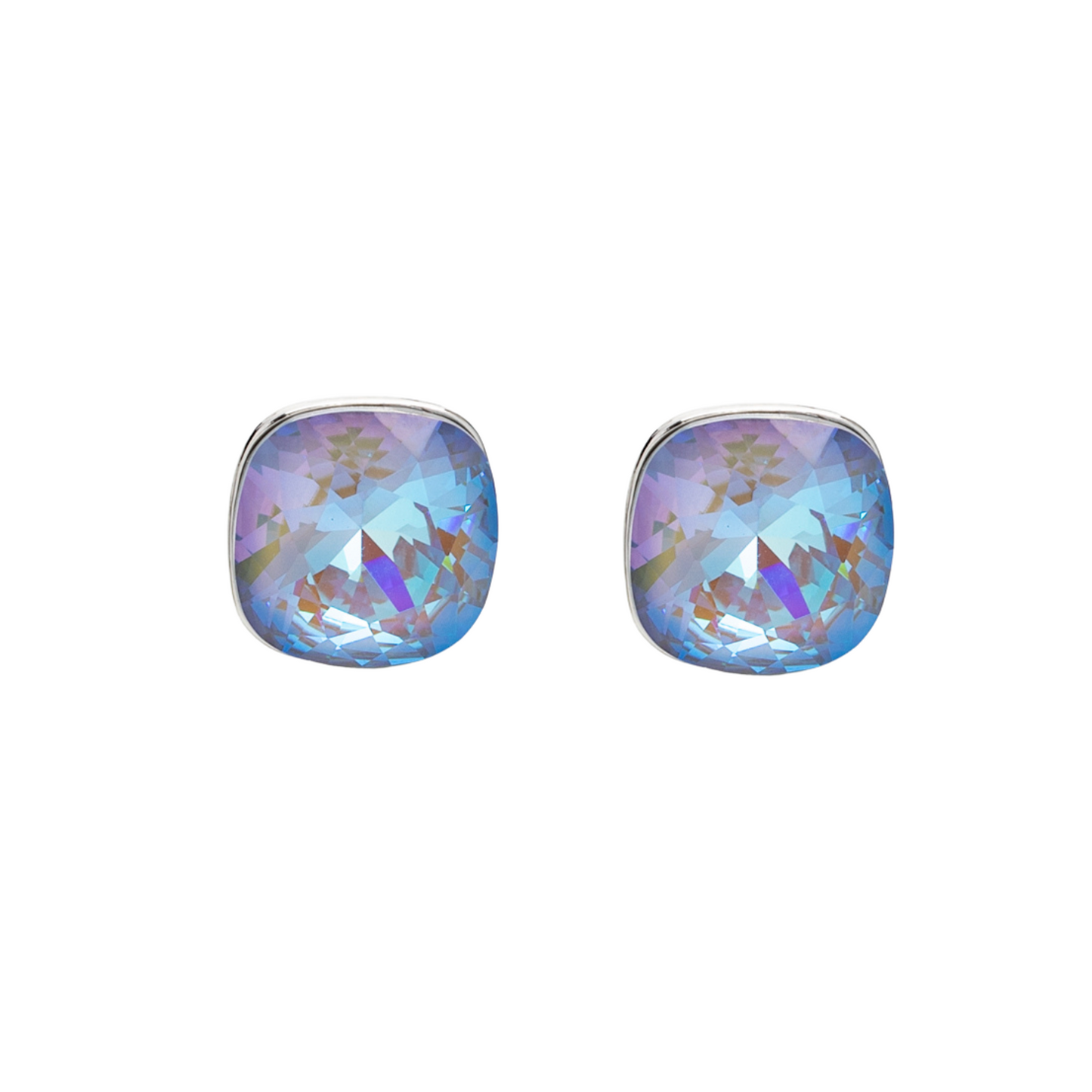 Cushion Cut Stud Earrings with Swarovski Crystals
