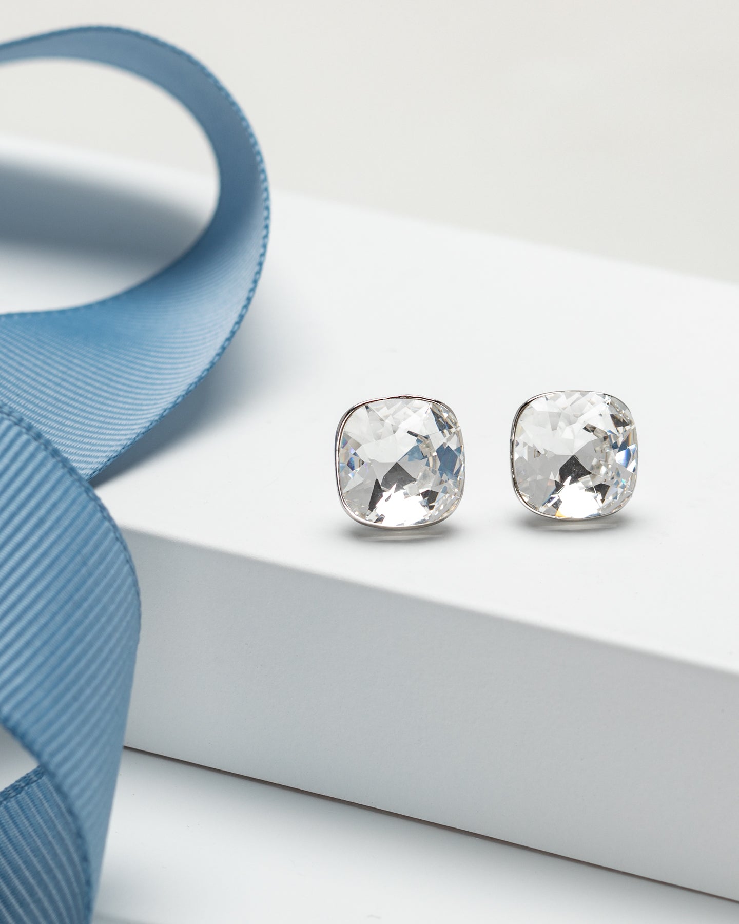 Cushion Cut Crystal Stud Earrings