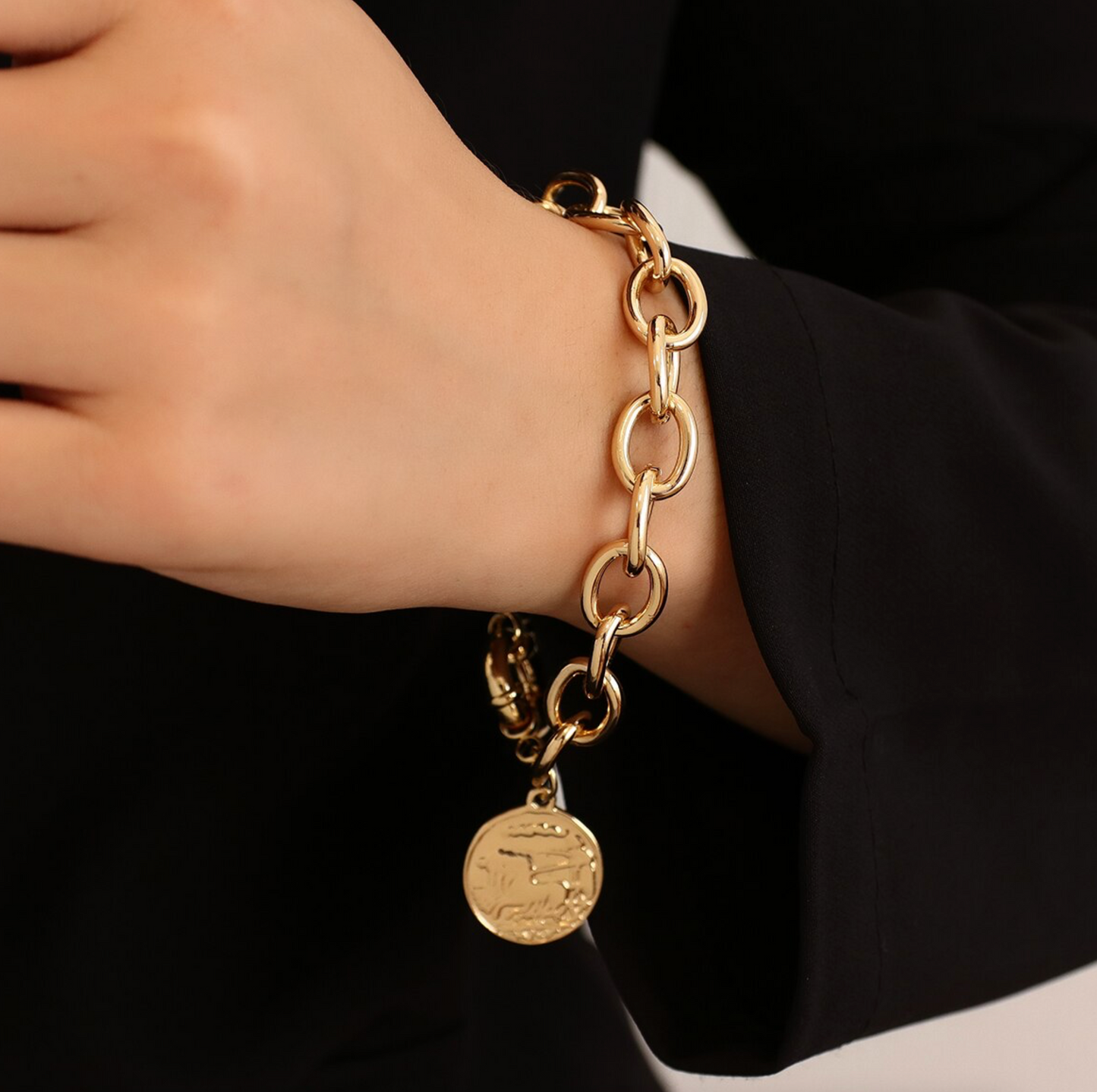 Goldtone Chain Medallion Bracelet