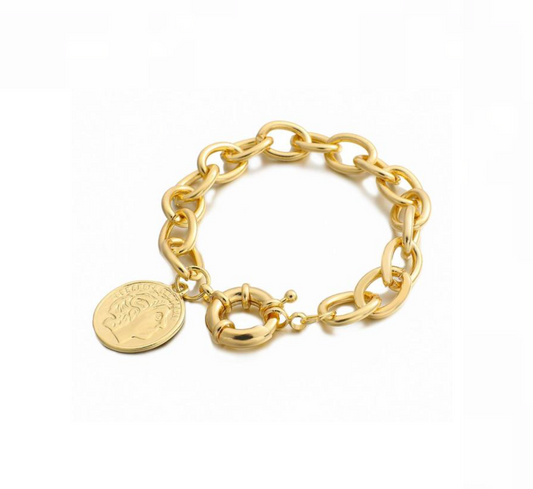 Goldtone Chain Medallion Bracelet