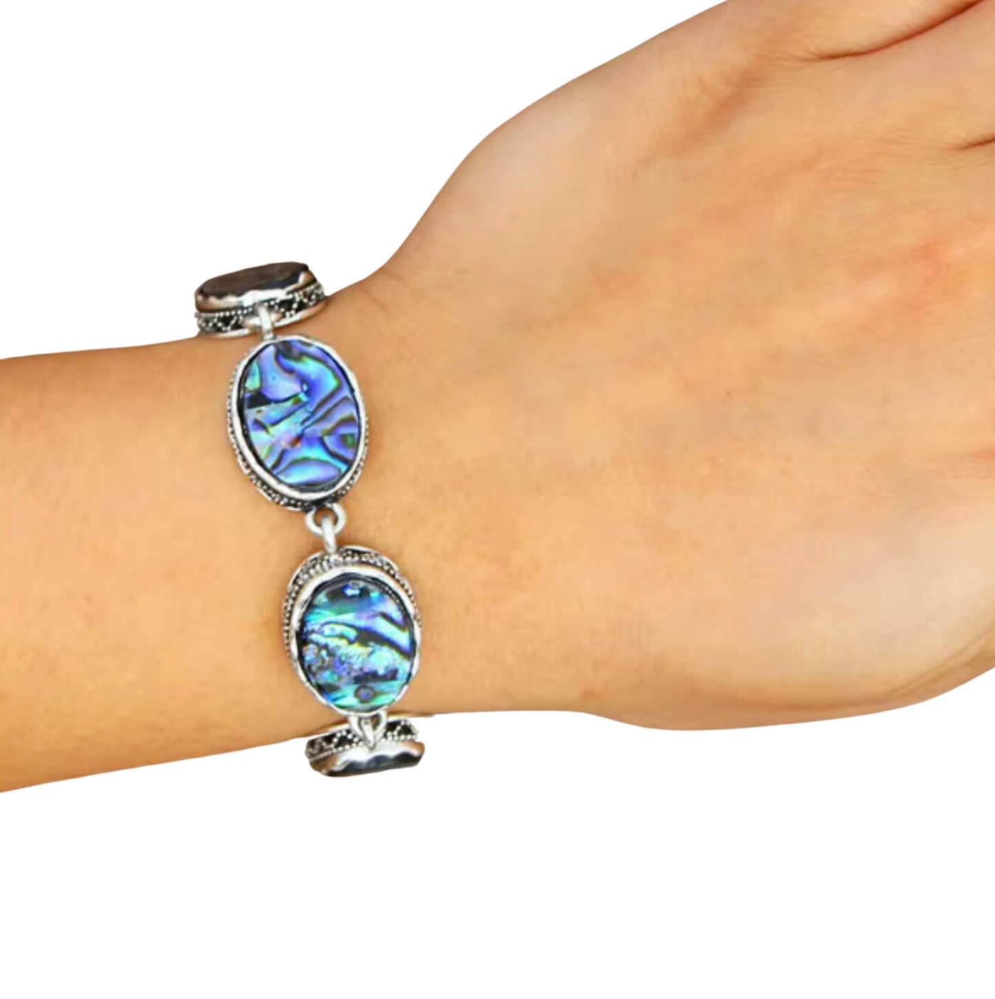 Silvertone Paua Oval Bracelet