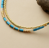 Goldtone Seed Beads & Turquoise Tube Beads Necklace