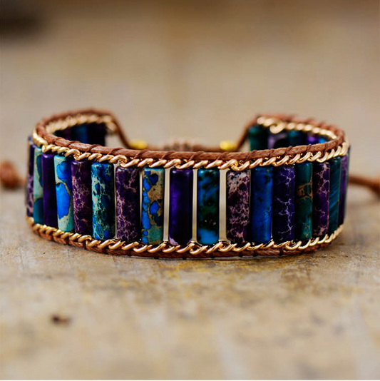 Purple Howite & Goldtone Tubular Bracelet