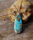Reconstituted Turquoise & Teardrop Pendant Necklace