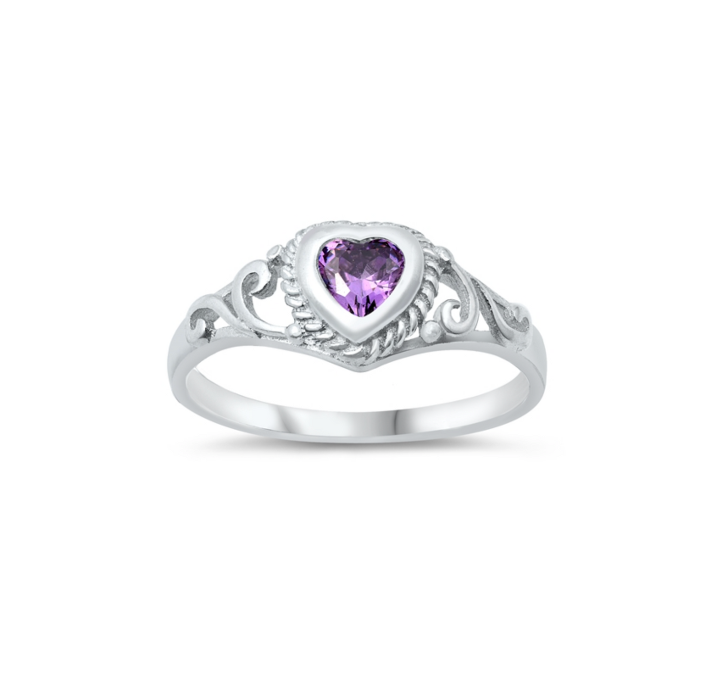 Cubic Zirconia & Sterling Silver Heart Ring