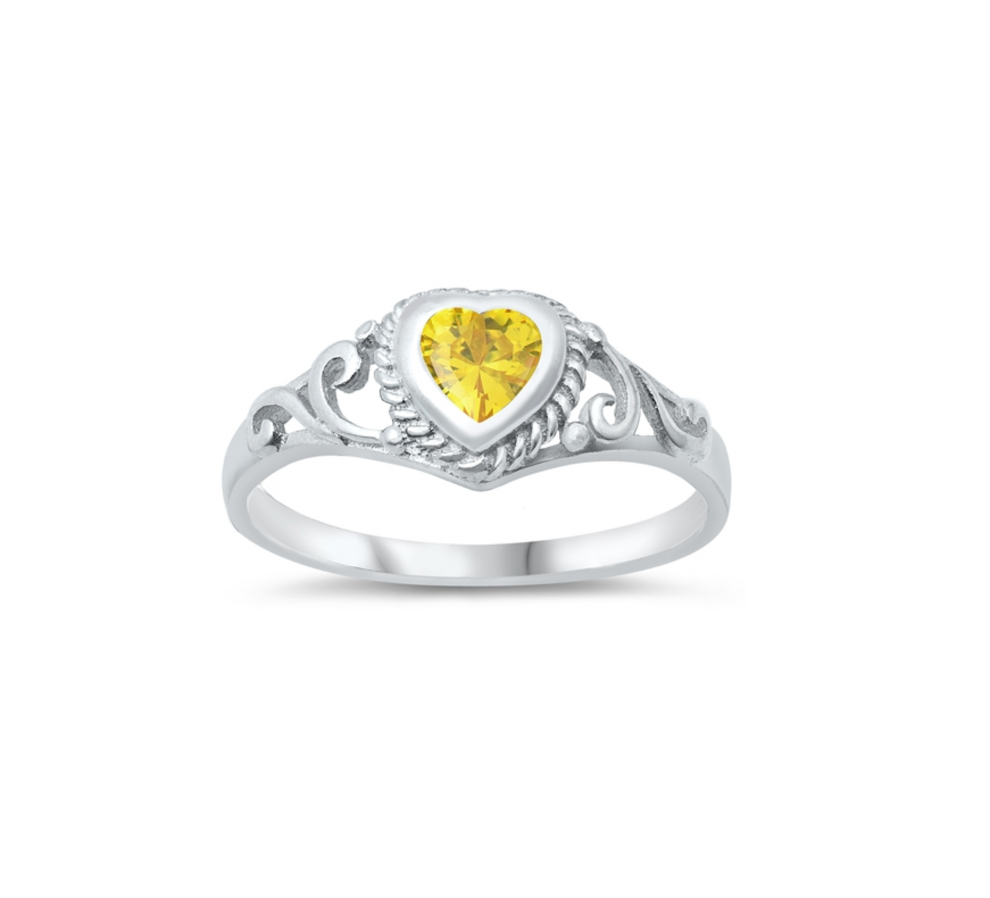 Cubic Zirconia & Sterling Silver Heart Ring