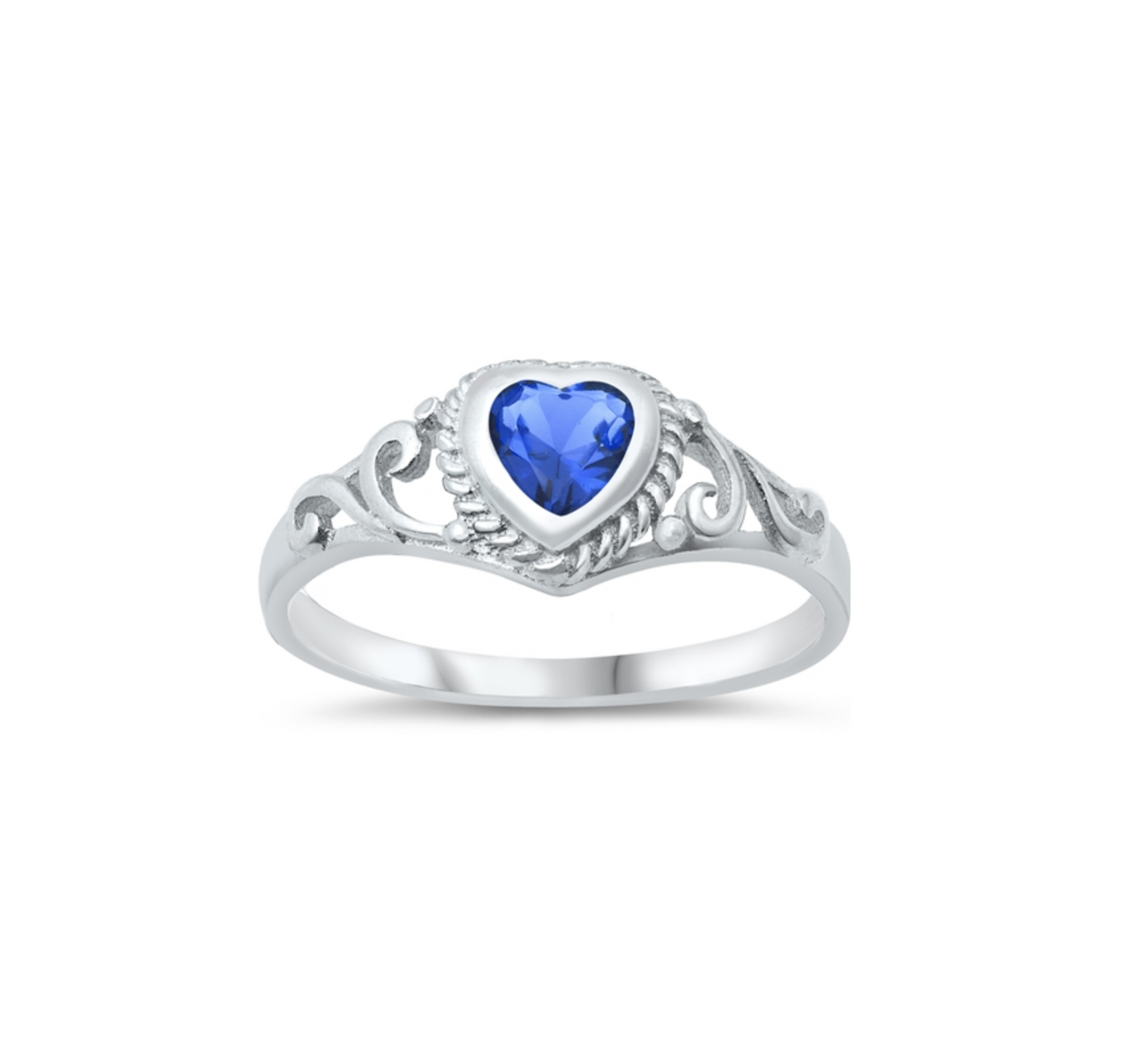 Cubic Zirconia & Sterling Silver Heart Ring