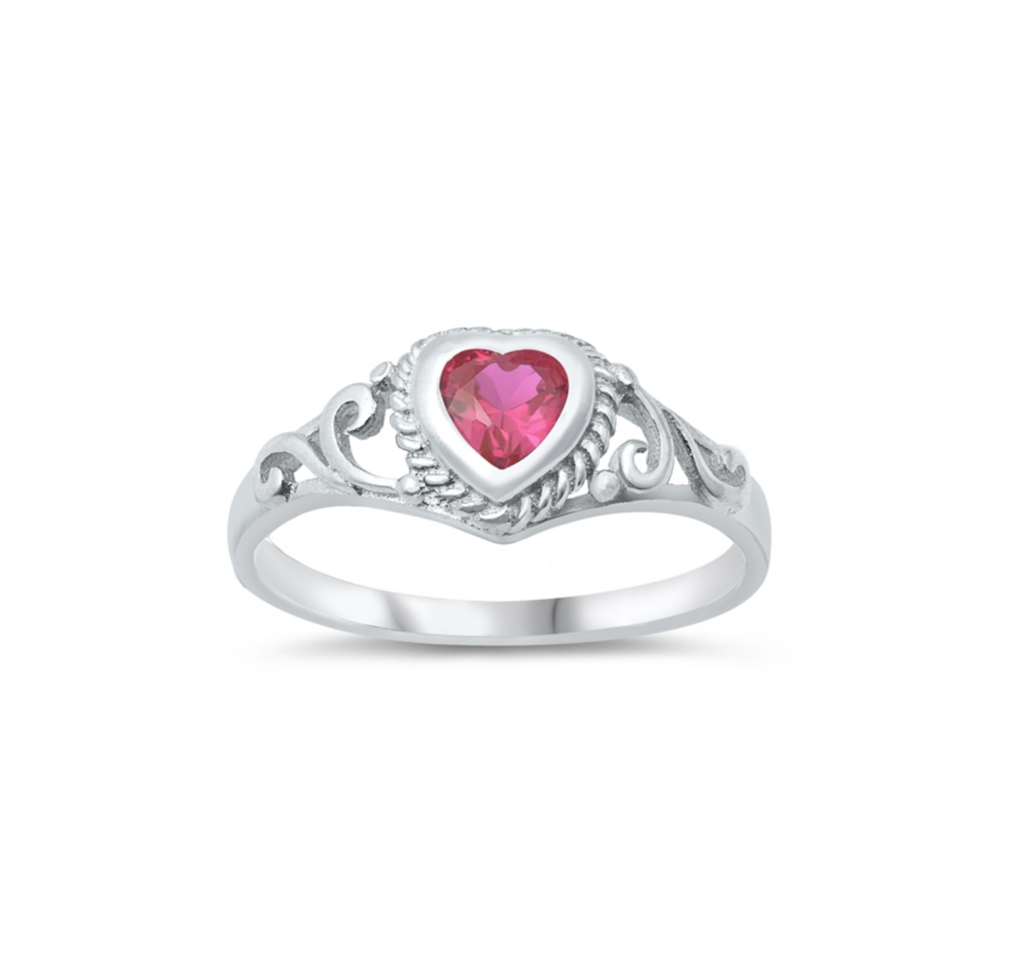 Cubic Zirconia & Sterling Silver Heart Ring