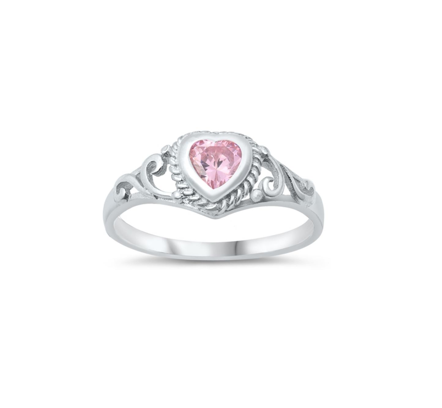 Cubic Zirconia & Sterling Silver Heart Ring