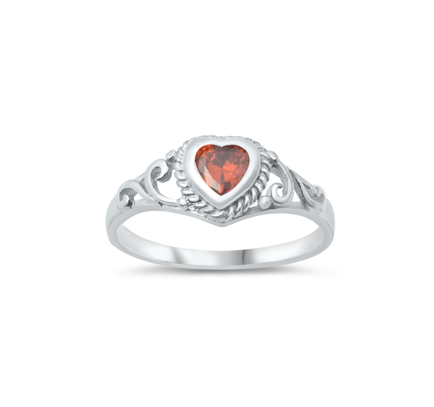 Cubic Zirconia & Sterling Silver Heart Ring