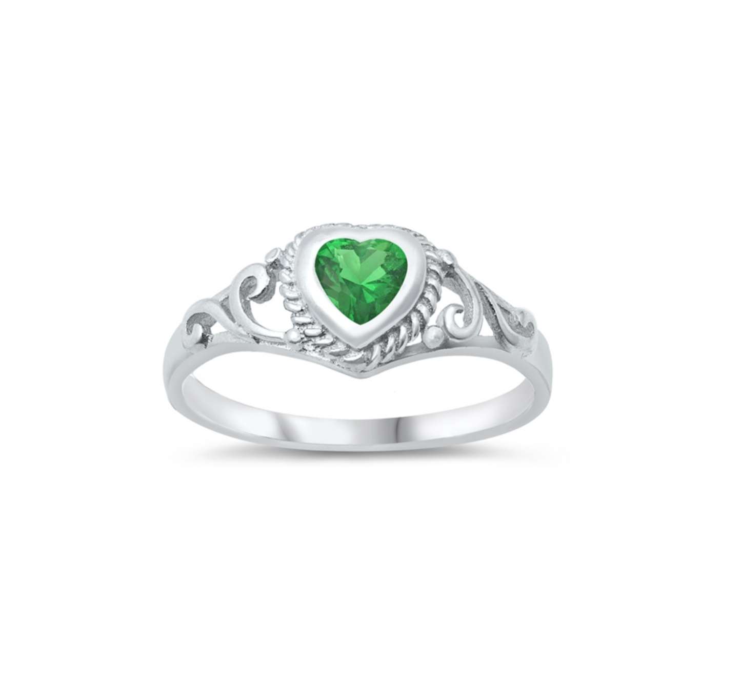 Cubic Zirconia & Sterling Silver Heart Ring