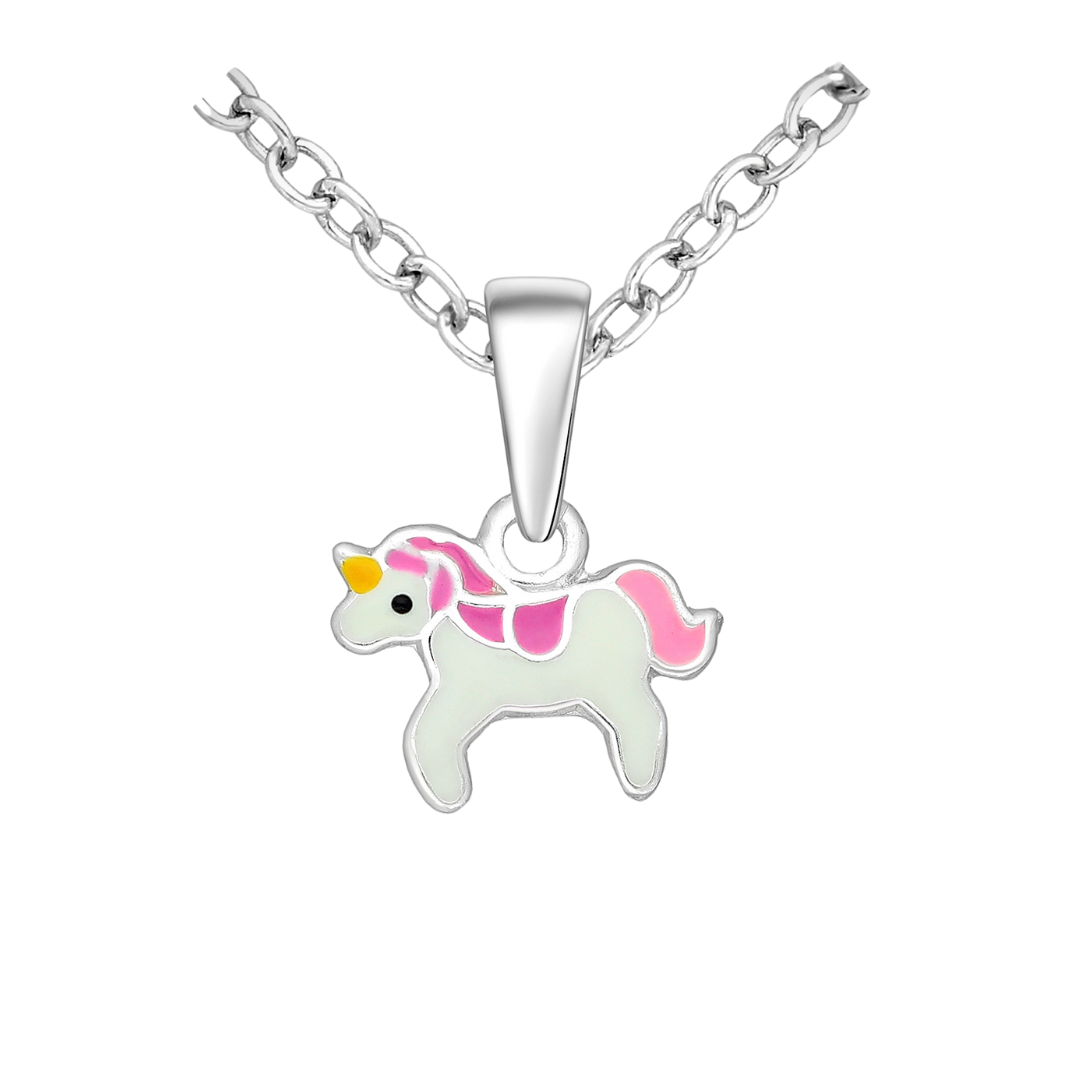 Sterling Silver & Enamel Unicorn Pendant Necklace