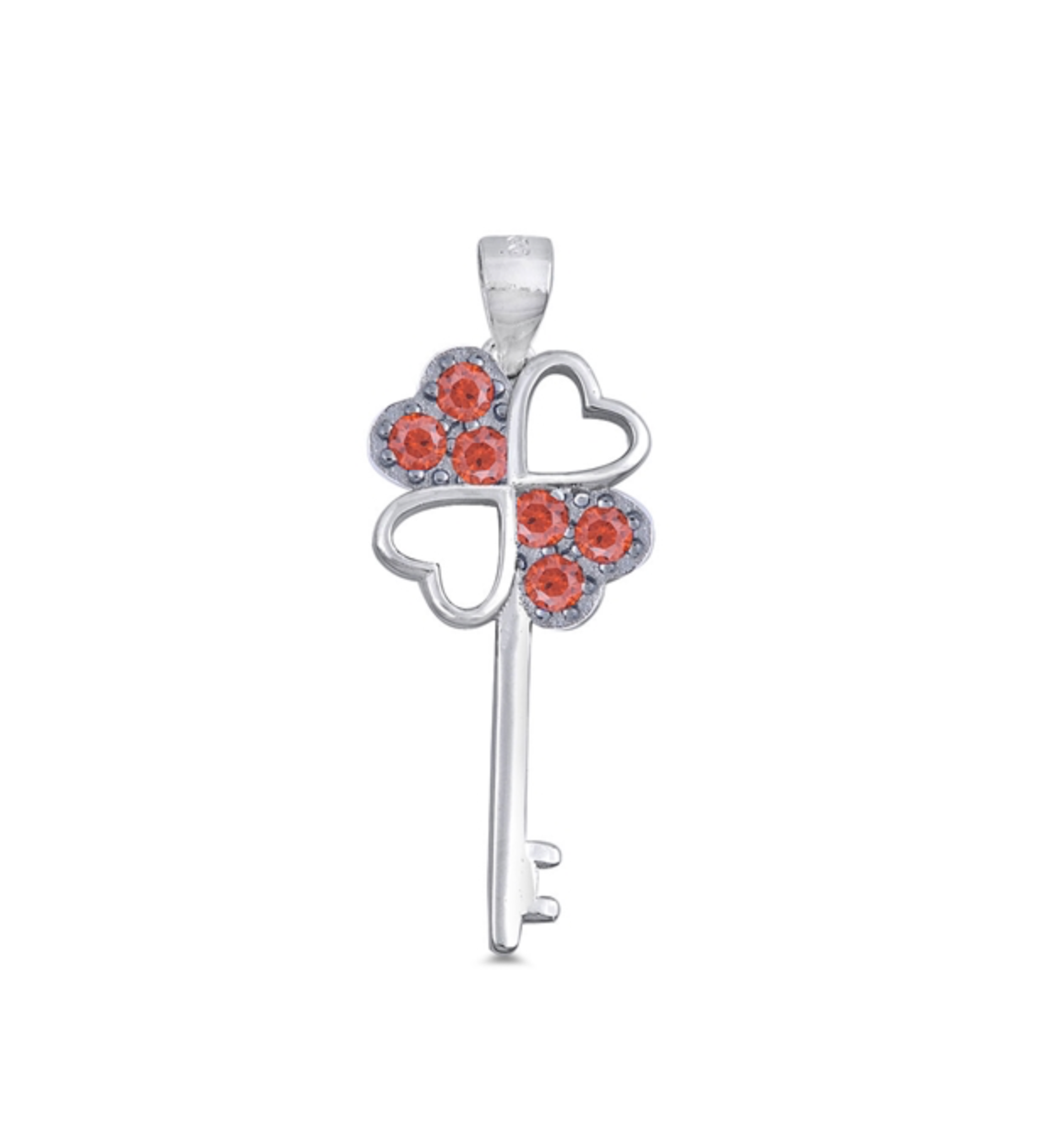 Sterling Silver & Cubic Zirconia Clover Key Pendant