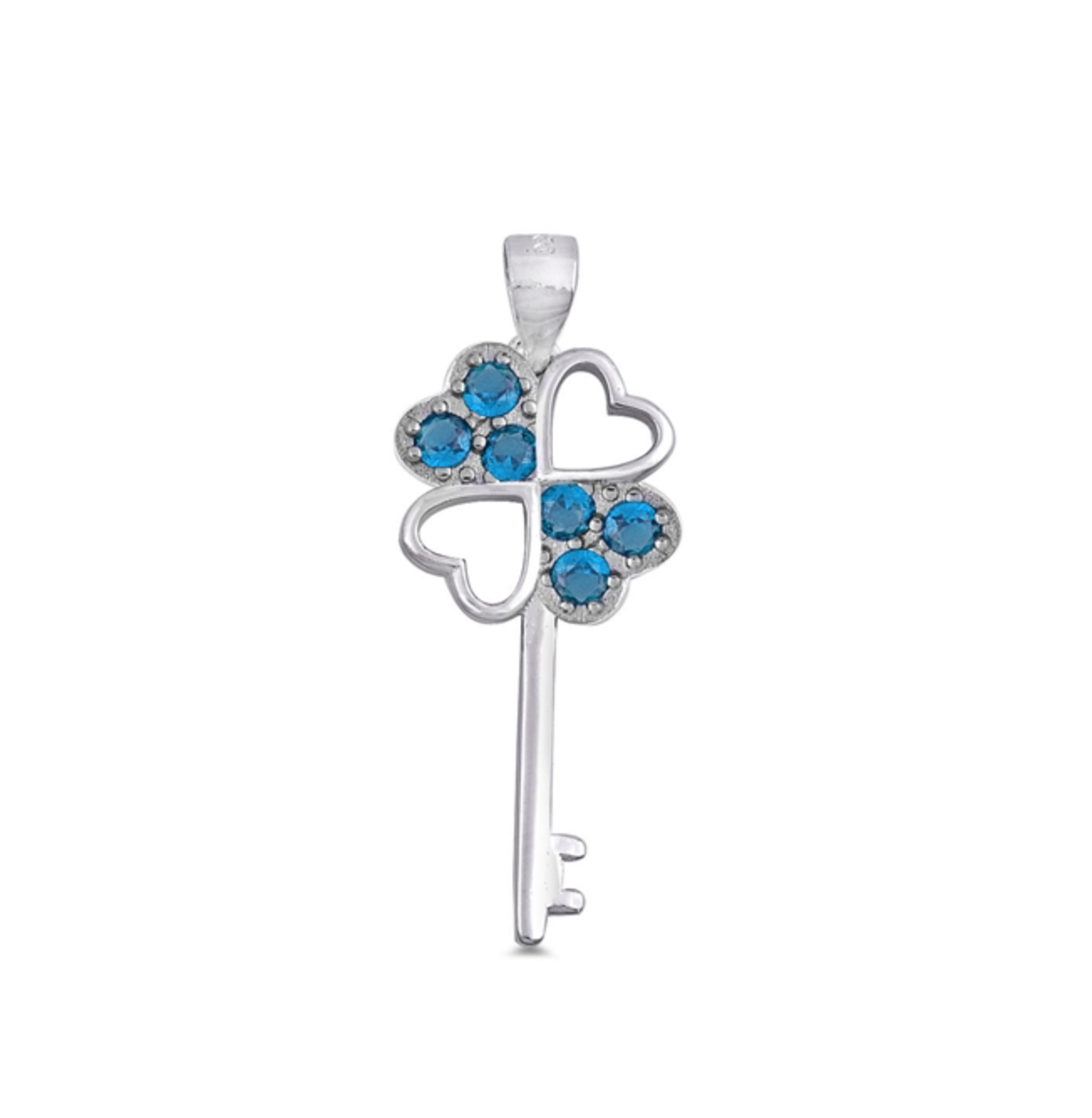 Sterling Silver & Cubic Zirconia Clover Key Pendant