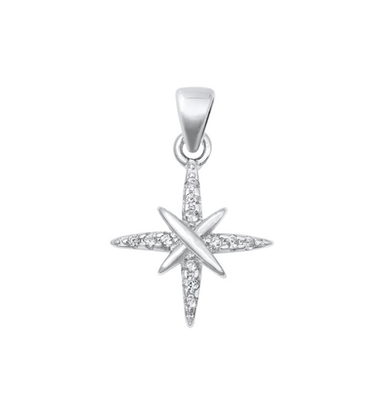 Cubic Zirconia & Sterling Silver Northern Star Pendant