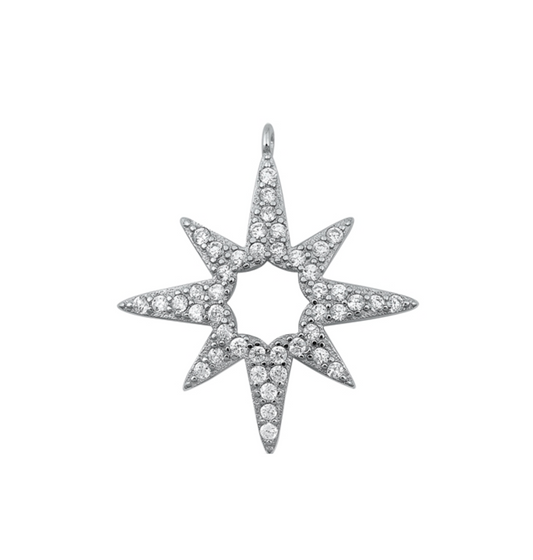 Sterling Silver & Cubic Zirconia Open Star Pendant