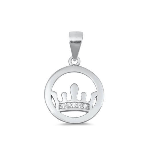 Cubic Zirconia & Sterling Silver Encircled Crown Pendant