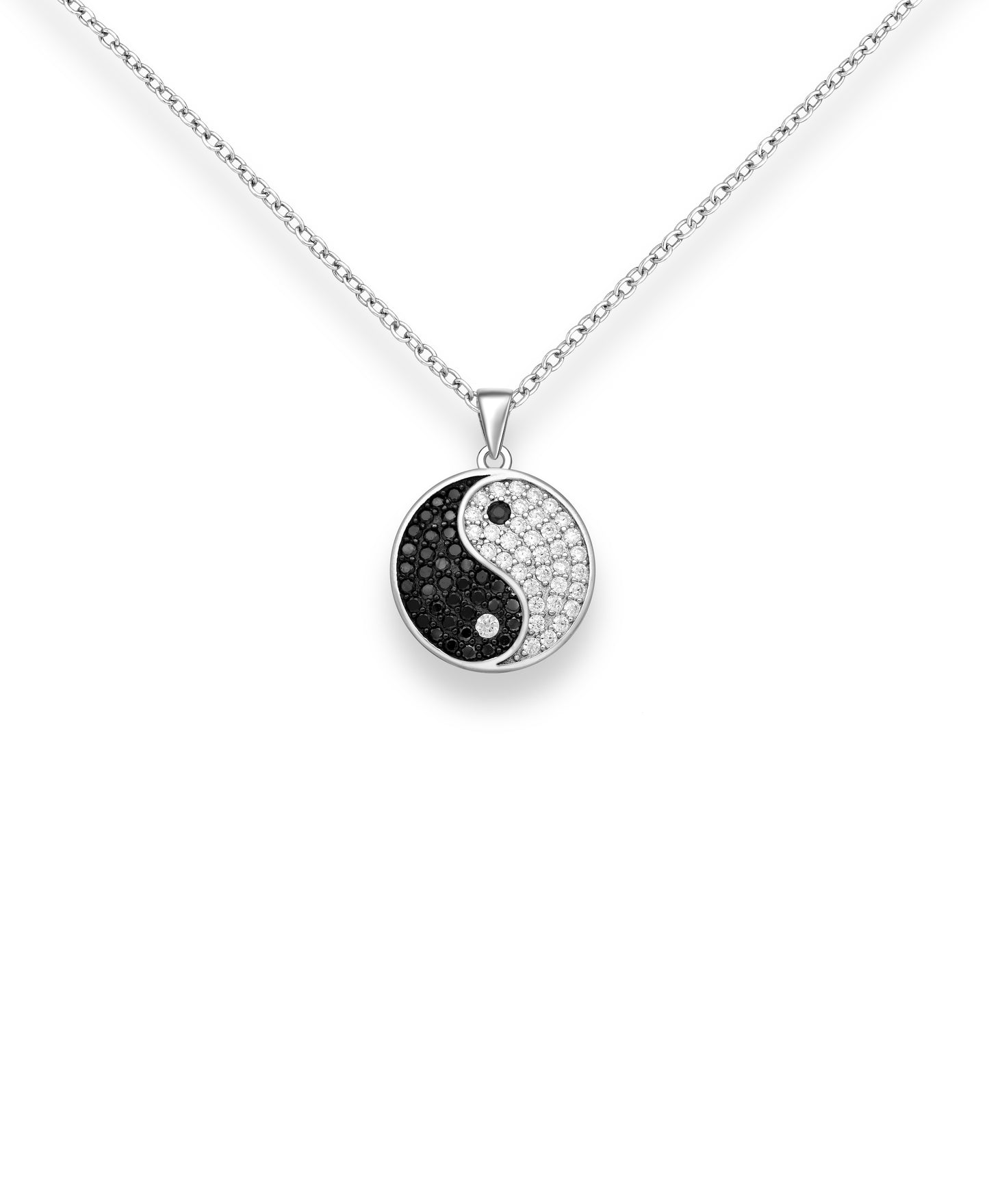 Sterling Silver & Cubic Zirconia Yin Yang Pendant Necklace