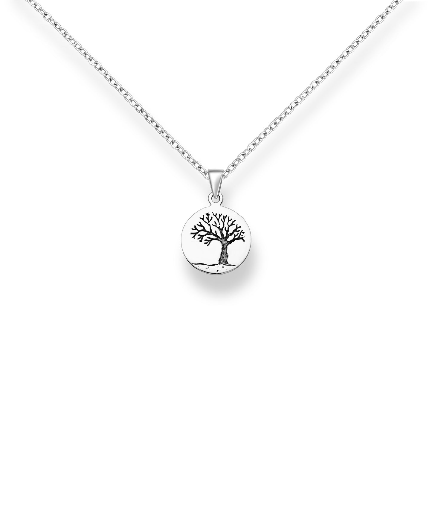 Sterling Silver Oxidized Tree Pendant