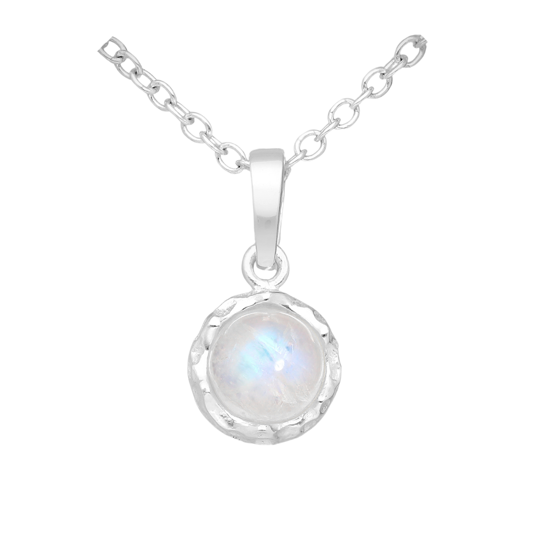 Sterling Silver & Rainbow Moonstone Pendant Necklace