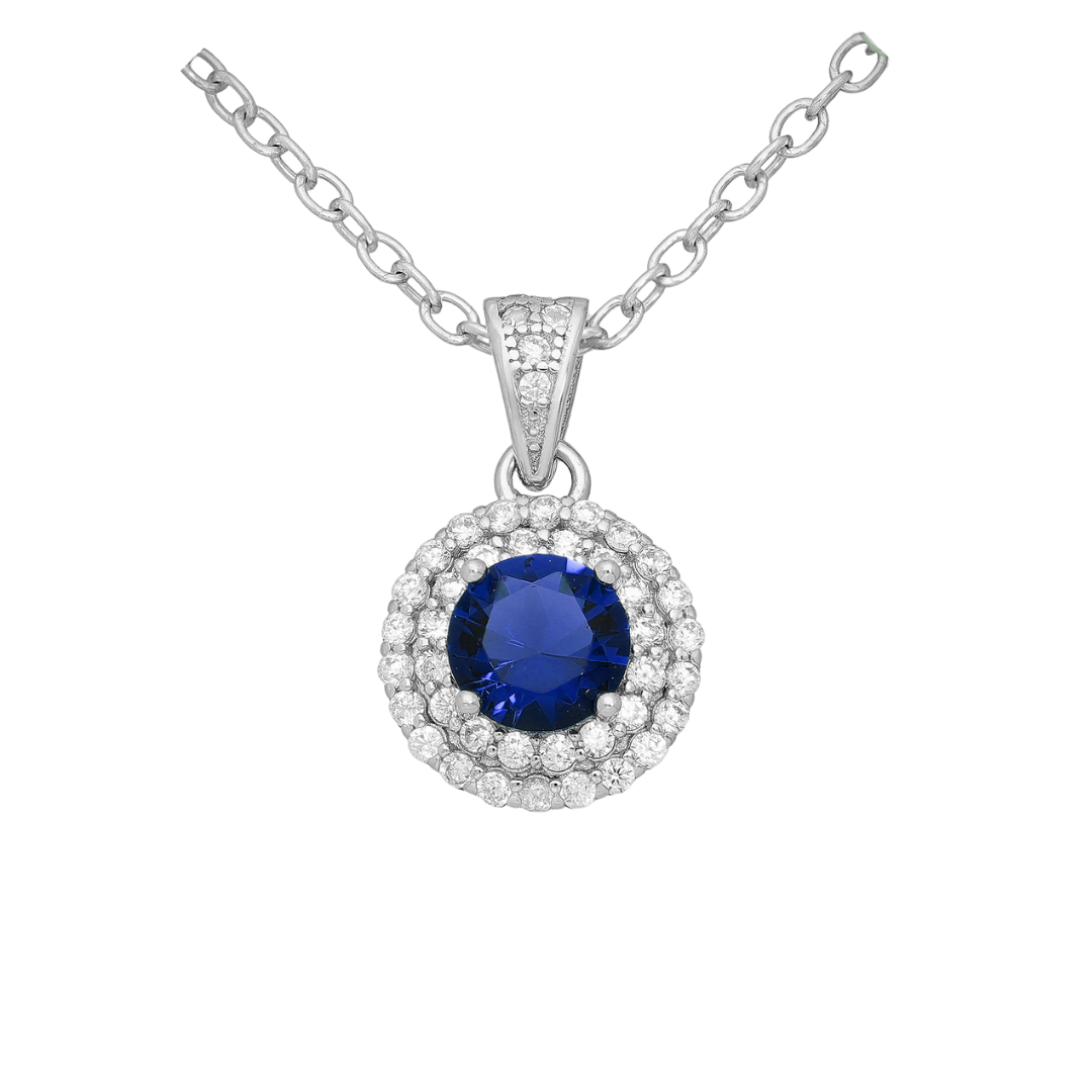 Sterling Silver & Cubic Zirconia Halo Pendant Pendant Necklace