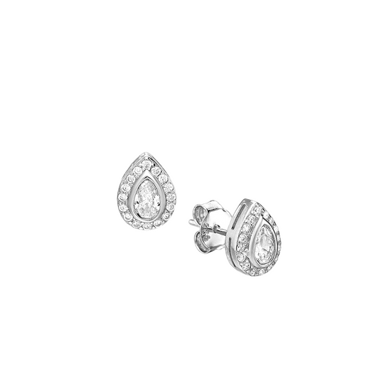 Sterling Silver & Cubic Zirconia Droplet Halo Stud Earrings