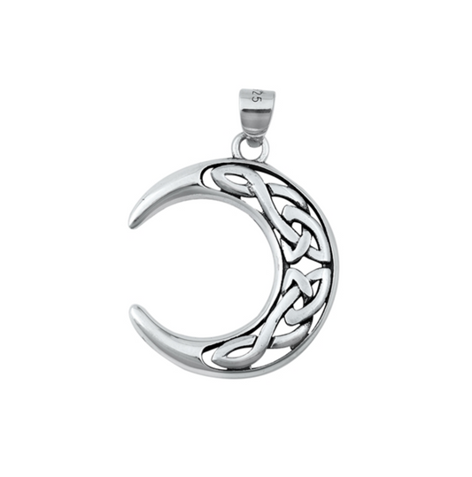 Sterling Silver Celtic Crescent Moon Pendant