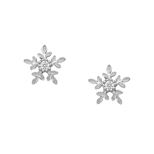 Sterling Silver & Cubic Zirconia Snowflake Stud Earrings